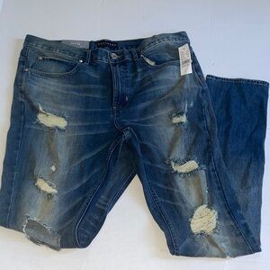 Bullhead Denim Co. Men's 34x34 Stacked Skinny Ripped Denim Jeans